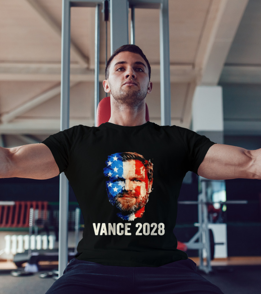 Vance 2028 US Flag Face Patriotic Election Campaign T-Shirt