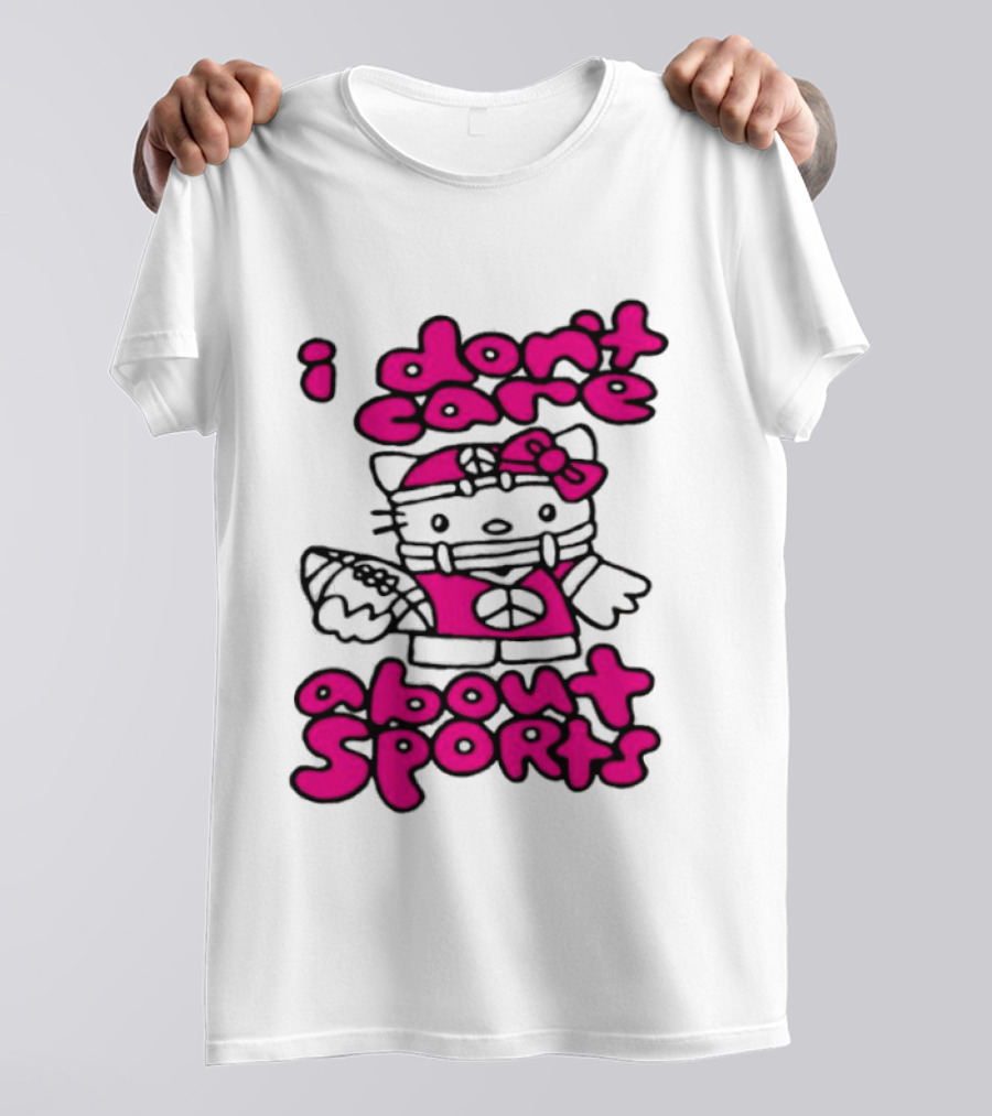 Hello Kitty I Don't Care About Sports Playful Attitude T-Shirt