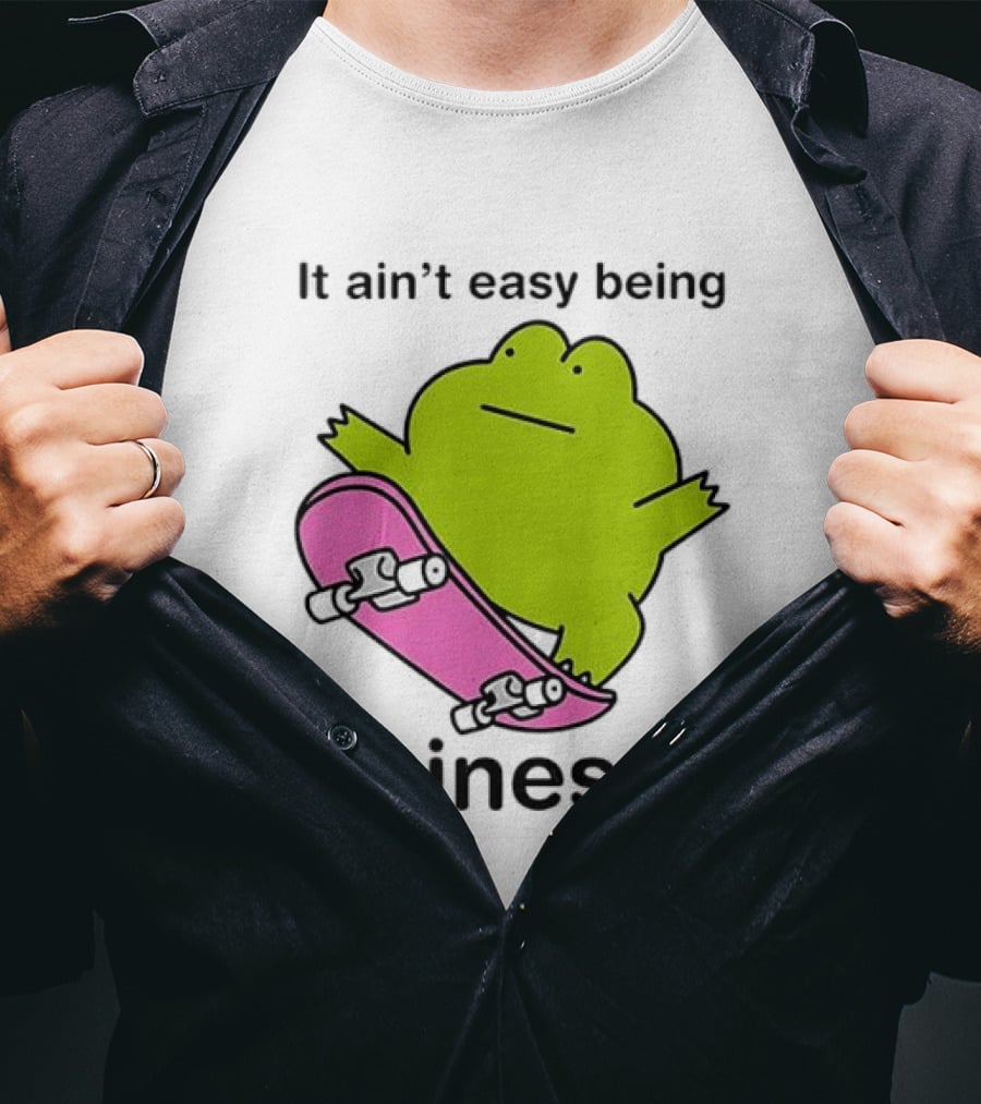 It Ain't Easy Being Chinesey Kawaii Frog On Skateboard T-Shirt