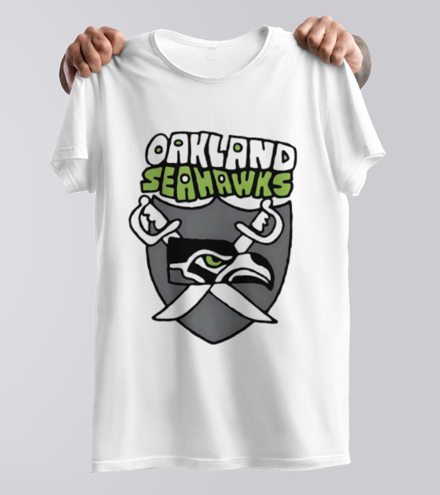 Oakland Seahawks Raiders Shield Crossed Swords T-Shirt