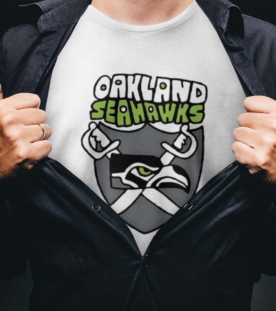 Oakland Seahawks Raiders Shield Crossed Swords T-Shirt