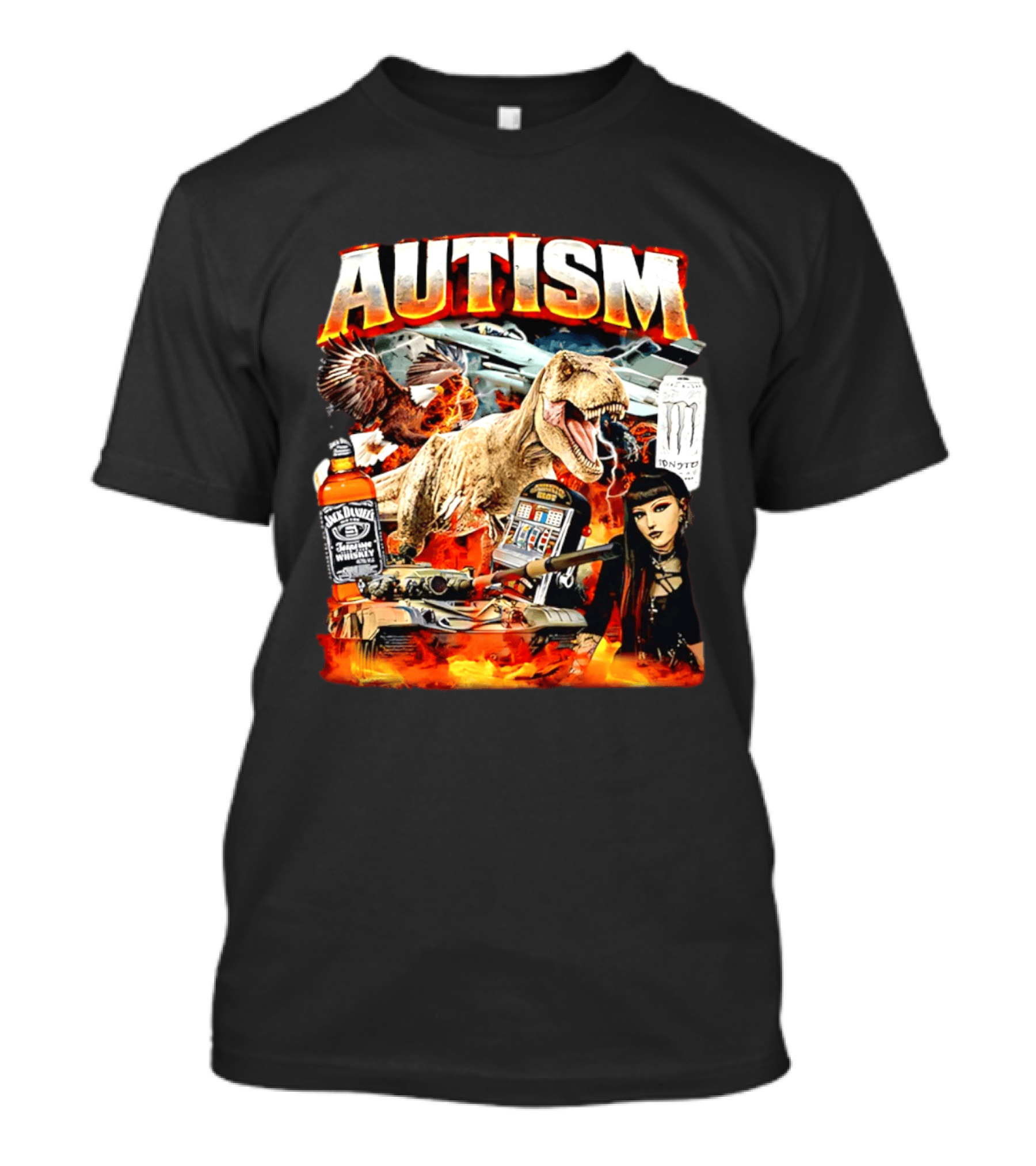 Autism Rex Eagle Jack Daniel's Tank Monster Energy Explosion T-Shirt