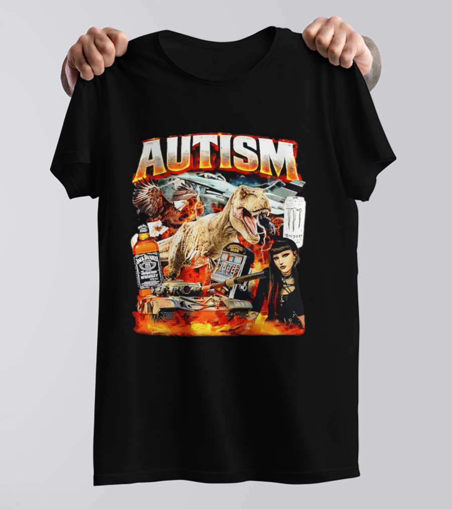 Autism Rex Eagle Jack Daniel's Tank Monster Energy Explosion T-Shirt