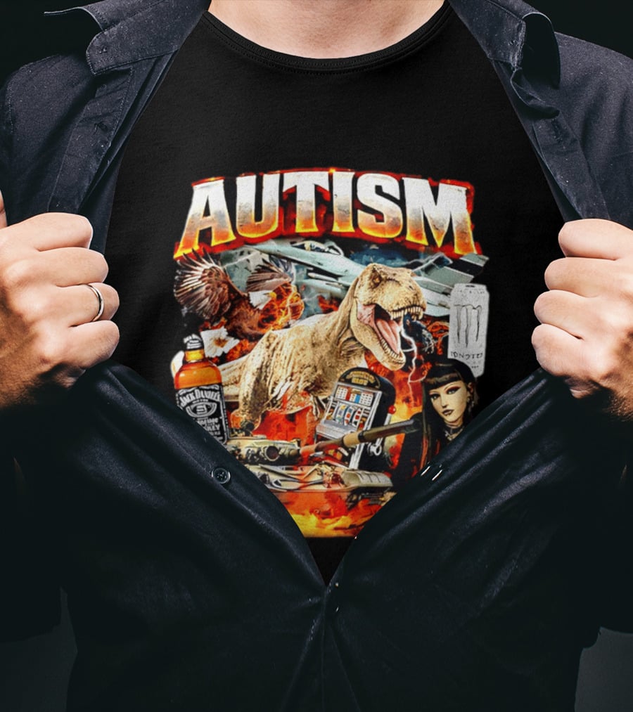 Autism Rex Eagle Jack Daniel's Tank Monster Energy Explosion T-Shirt