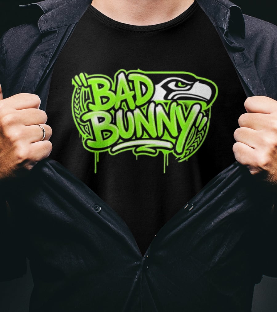 Bad Bunny Seattle Seahawks Team Collaboration T-Shirt