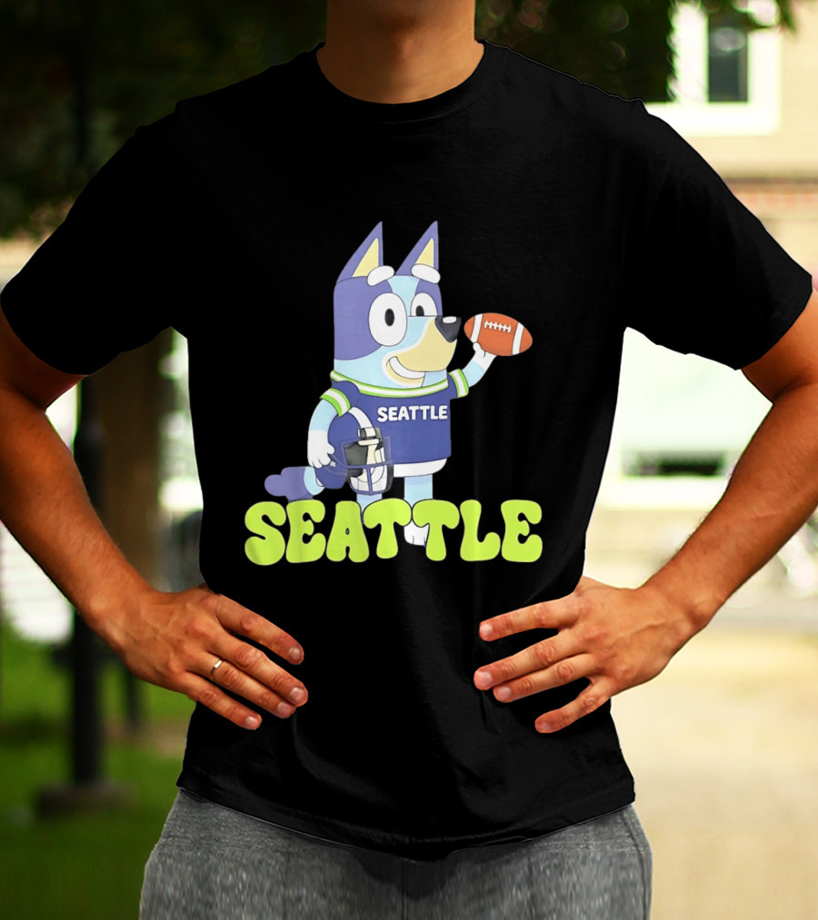 Bluey Seattle Football Cartoon 2026 Seahawks Fan Gear T-Shirt
