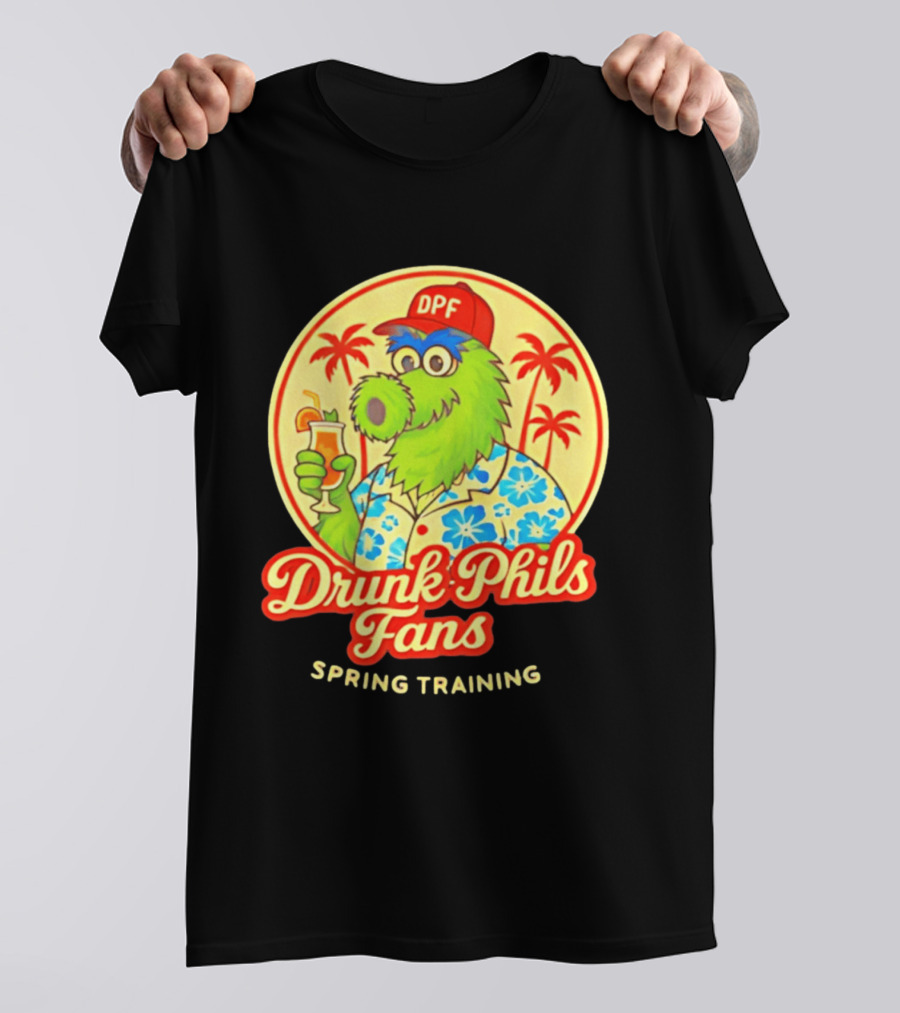 Drunk Phils Fans DPF Mascot Hawaiian Spring Training Palm Trees T-Shirt