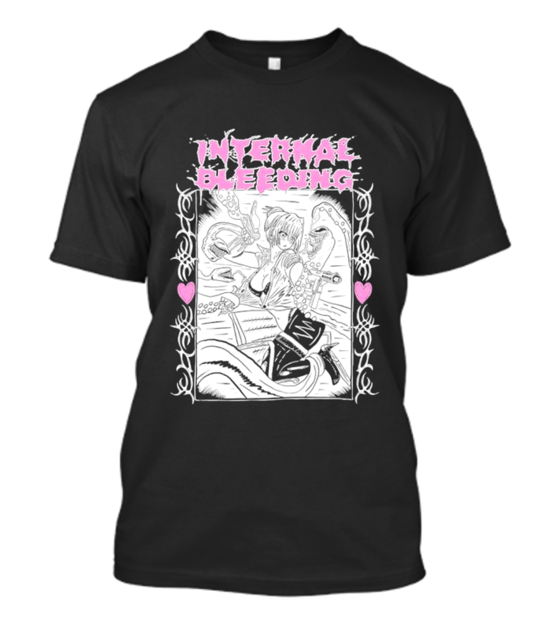 Internal Bleeding Anime Pastel Aesthetic Manga Style Hearts T-Shirt
