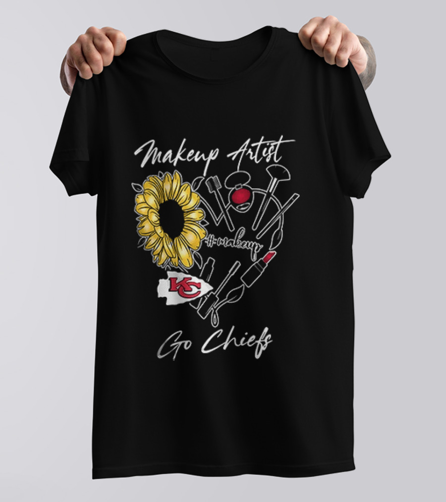 Kansas City Chiefs Makeup Artist Go Chiefs Sunflower Heart T-Shirt