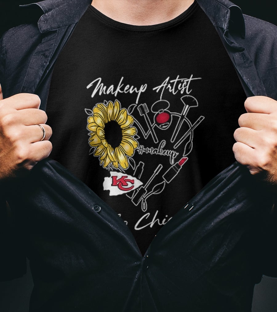 Kansas City Chiefs Makeup Artist Go Chiefs Sunflower Heart T-Shirt