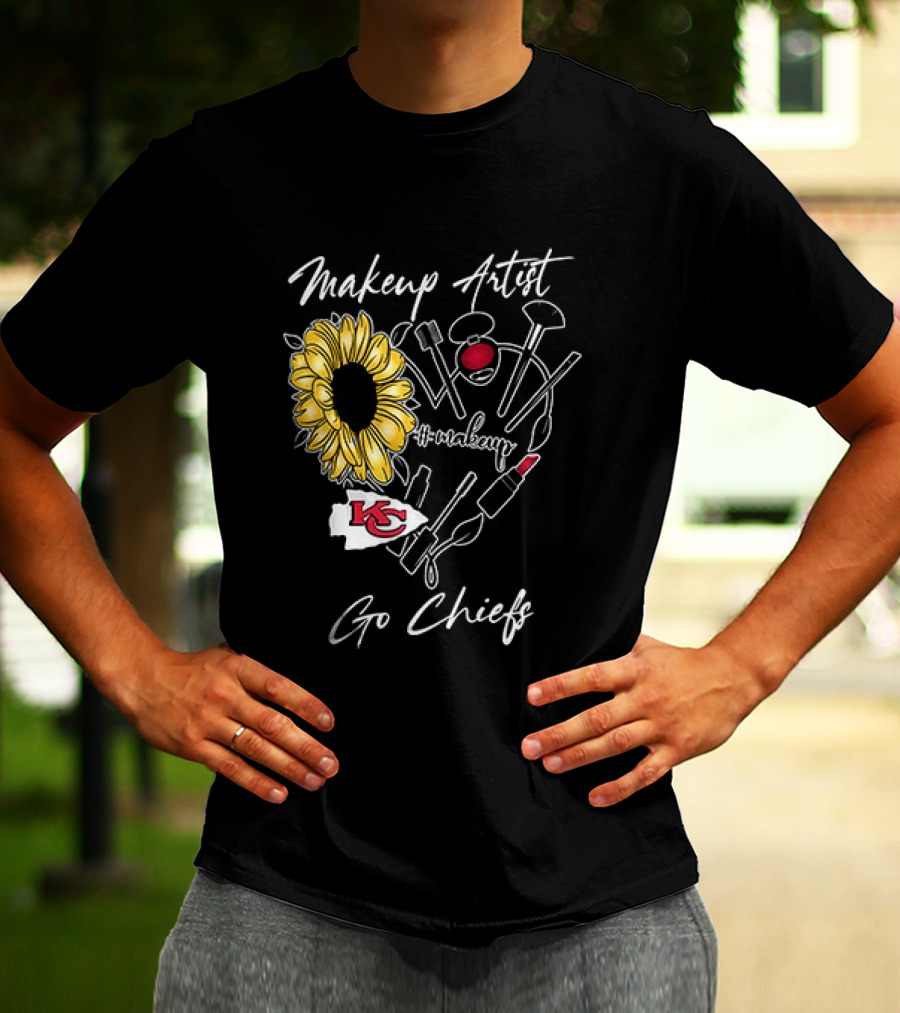 Kansas City Chiefs Makeup Artist Go Chiefs Sunflower Heart T-Shirt