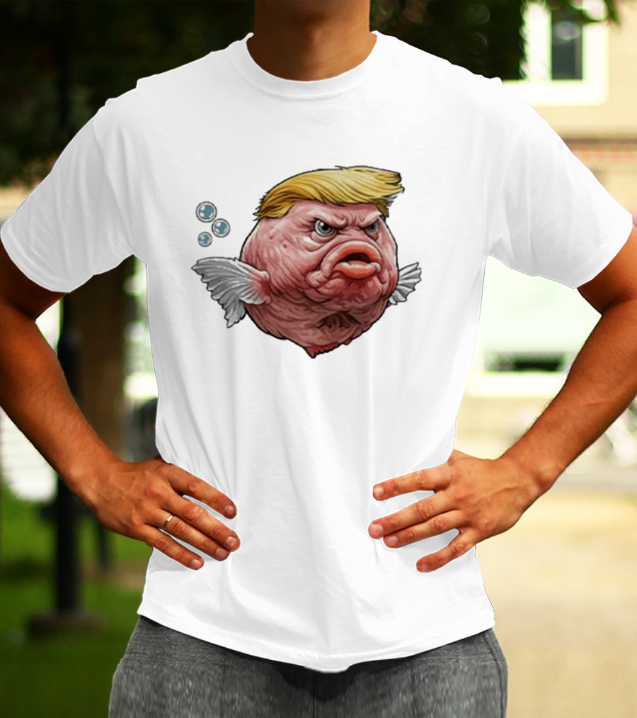 Angry Fish Trump Political Cartoon Satire T-Shirt