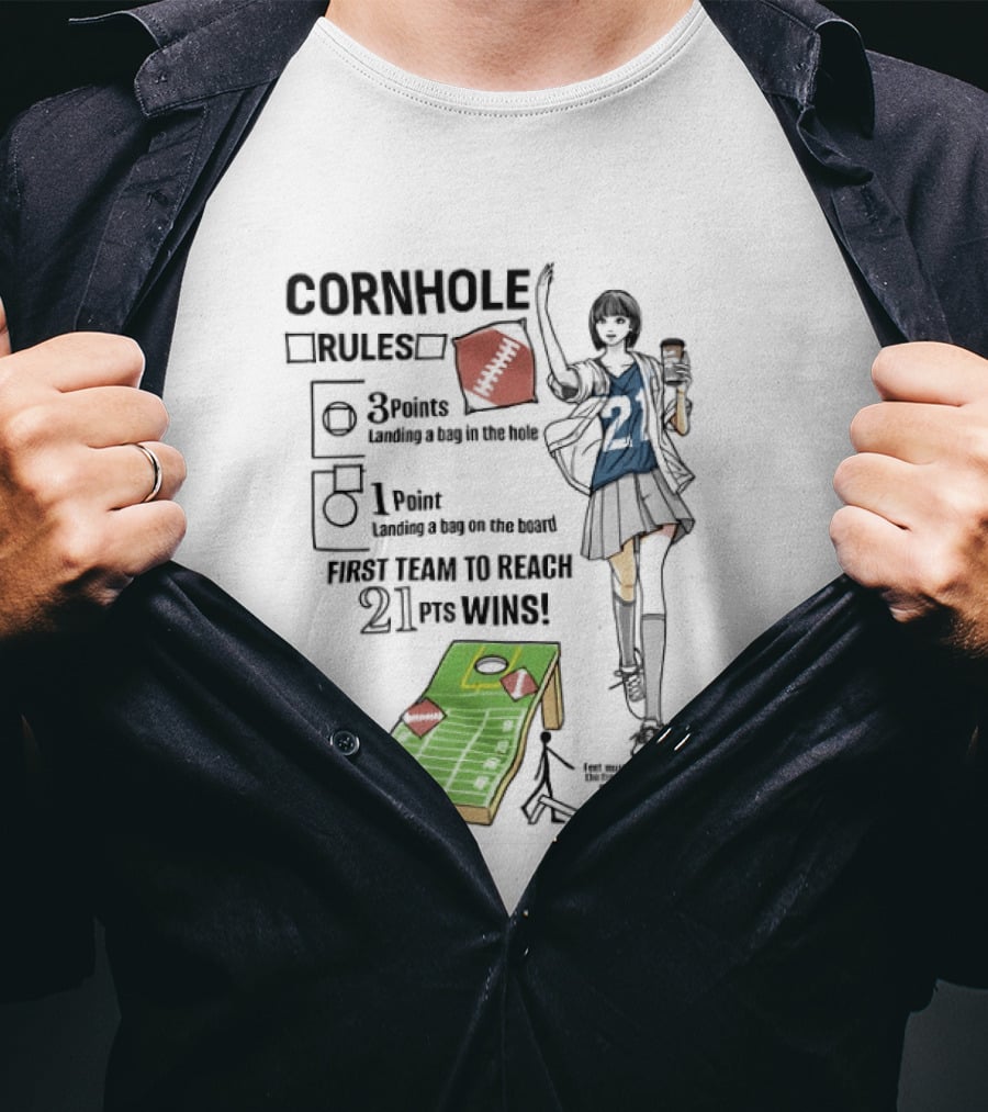 Cornhole Rules First Team To Reach 21 Points Wins T-Shirt