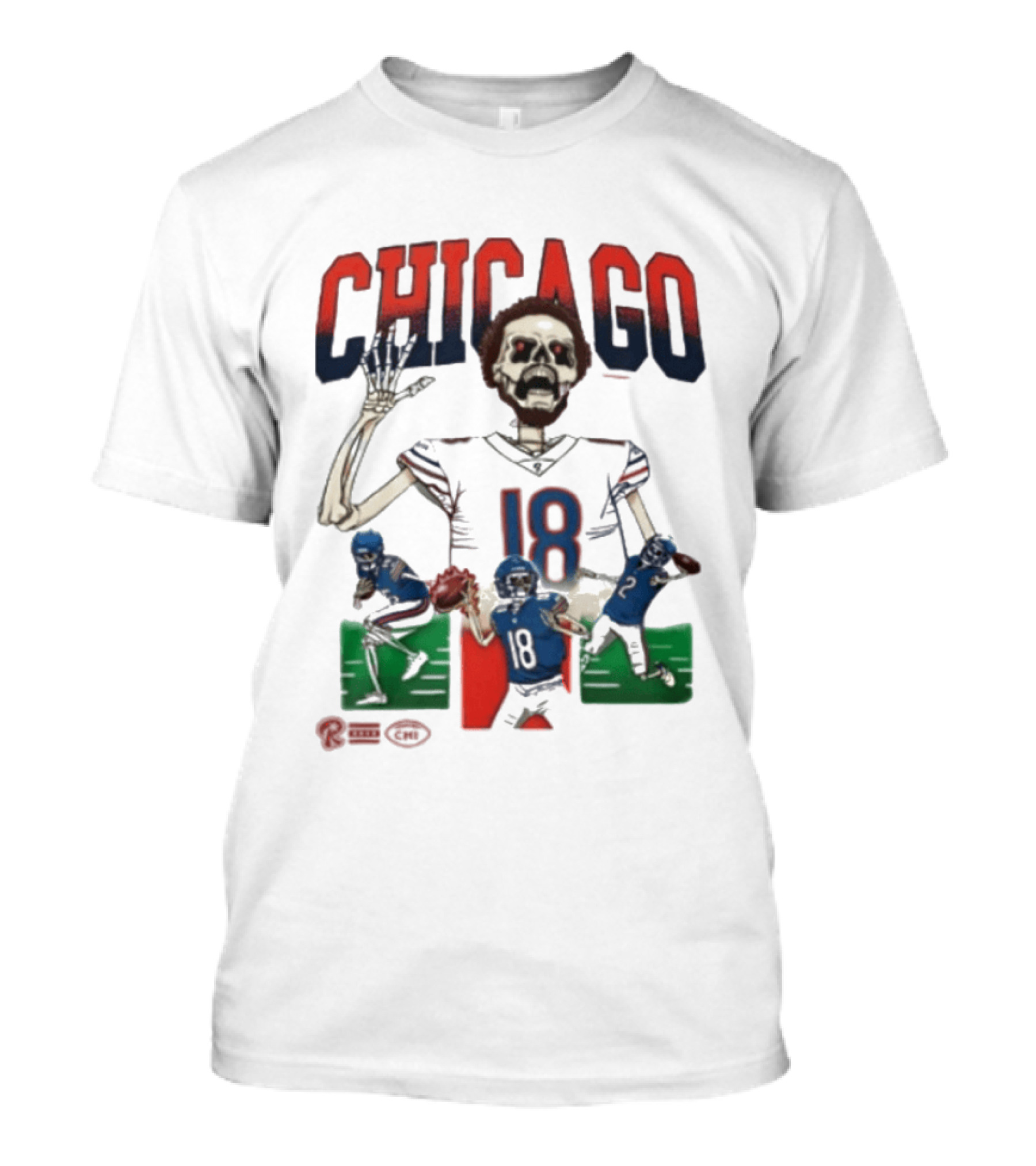 Chicago Bears Skeleton 18 Football Drew Thorpe T-Shirt
