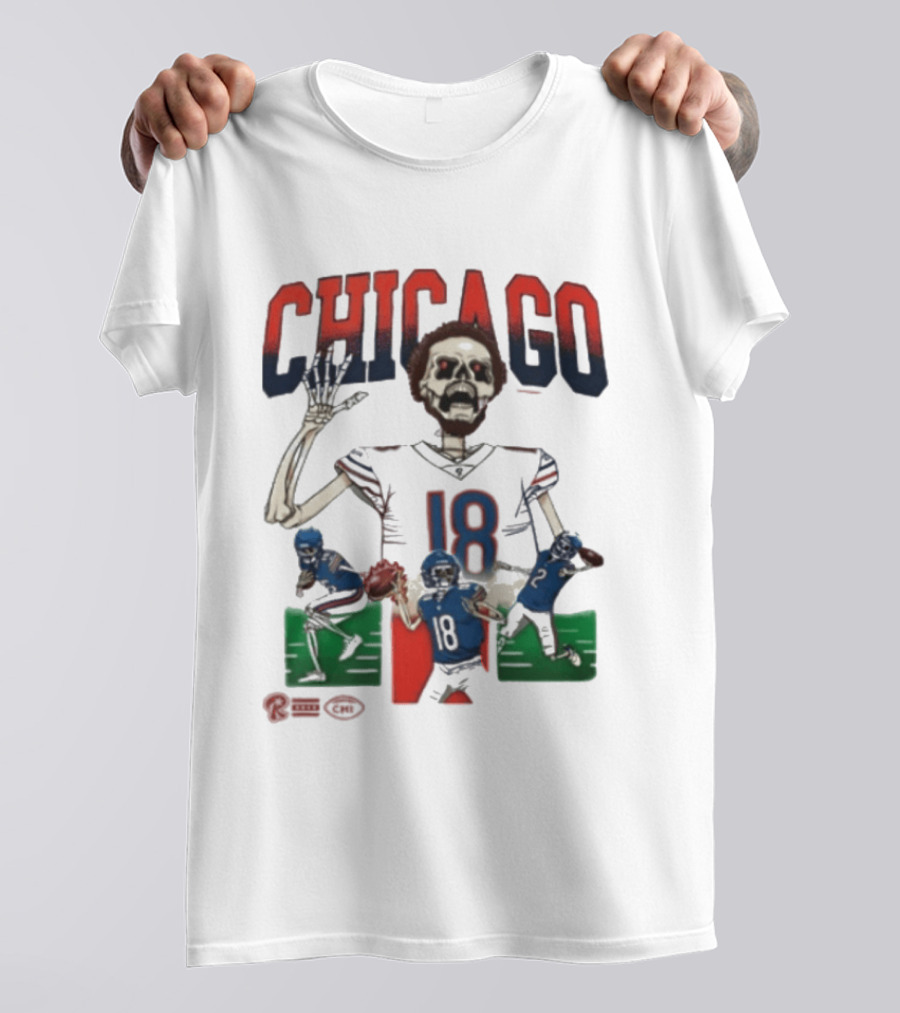 Chicago Bears Skeleton 18 Football Drew Thorpe T-Shirt