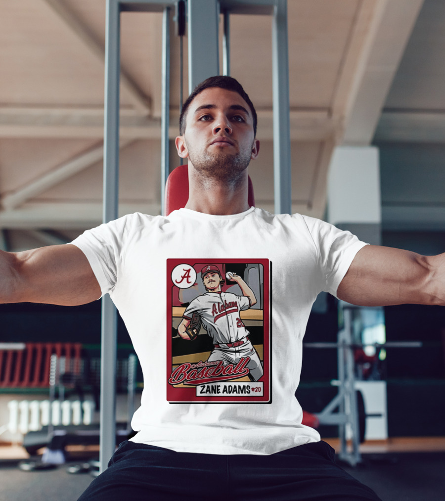 Alabama Baseball Zane Adams #20 Caricature Card T-Shirt