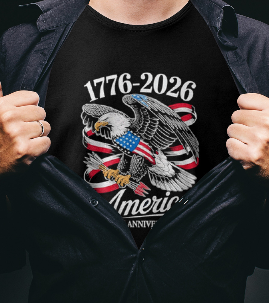 1776 2026 America 250th Anniversary Eagle Flag T-Shirt