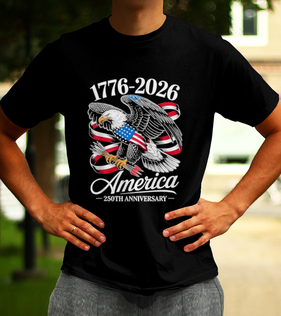 1776 2026 America 250th Anniversary Eagle Flag T-Shirt