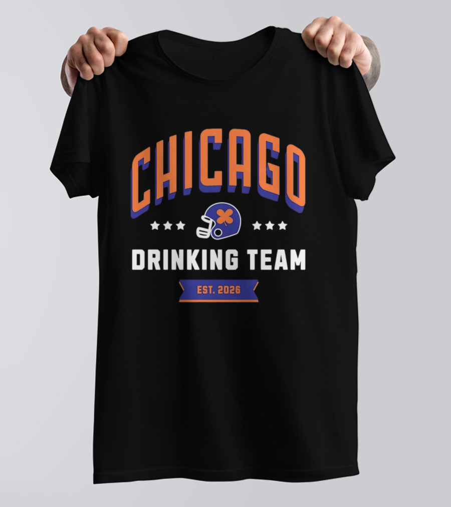 Chicago Drinking Team St Patrick's Day Helmet Est 2026 T-Shirt