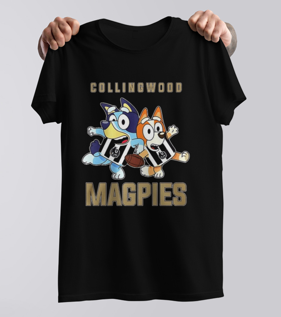 Collingwood Magpies Bluey And Bingo Playful Team Spirit T-Shirt