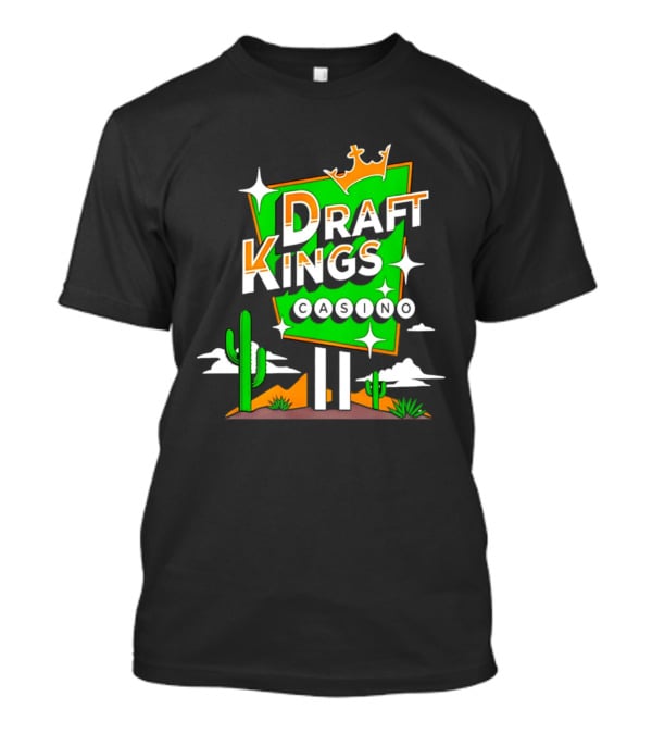 DraftKings Casino Neon Cactus Desert Scene T-Shirt