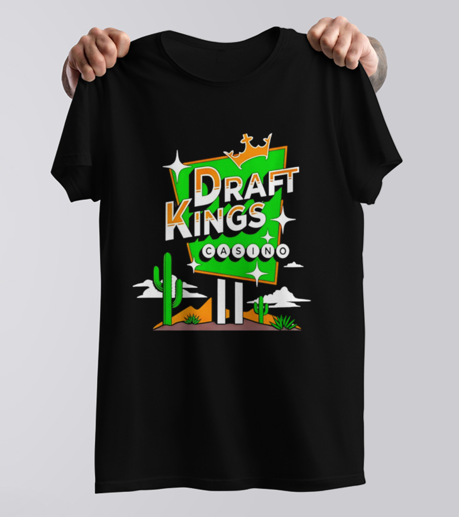 DraftKings Casino Neon Cactus Desert Scene T-Shirt