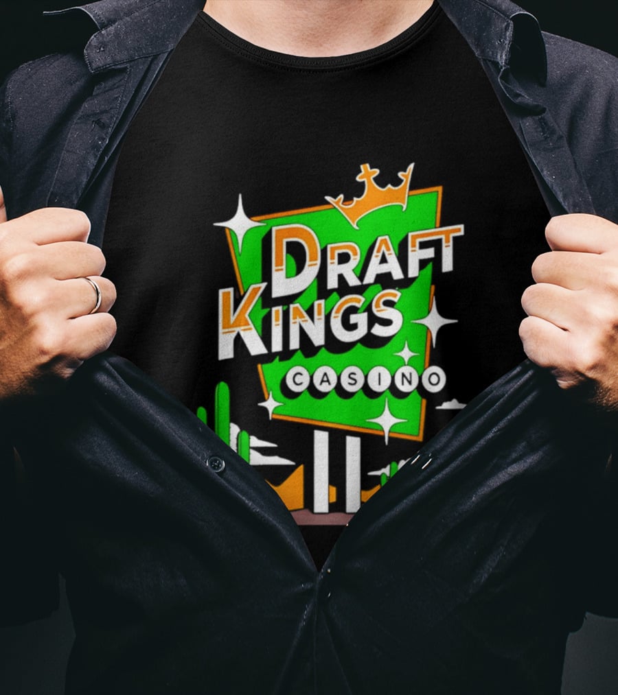 DraftKings Casino Neon Cactus Desert Scene T-Shirt