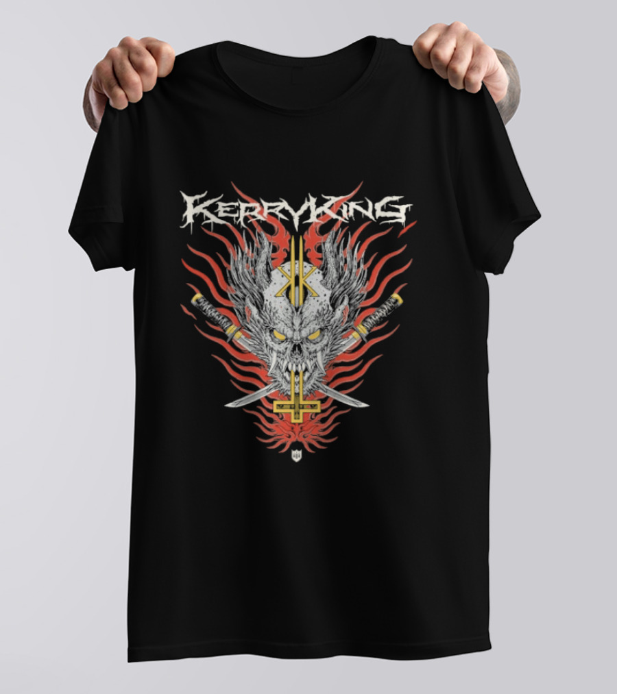 Kerry King Flaming Skull With Swords And Hiro Yakai T-Shirt