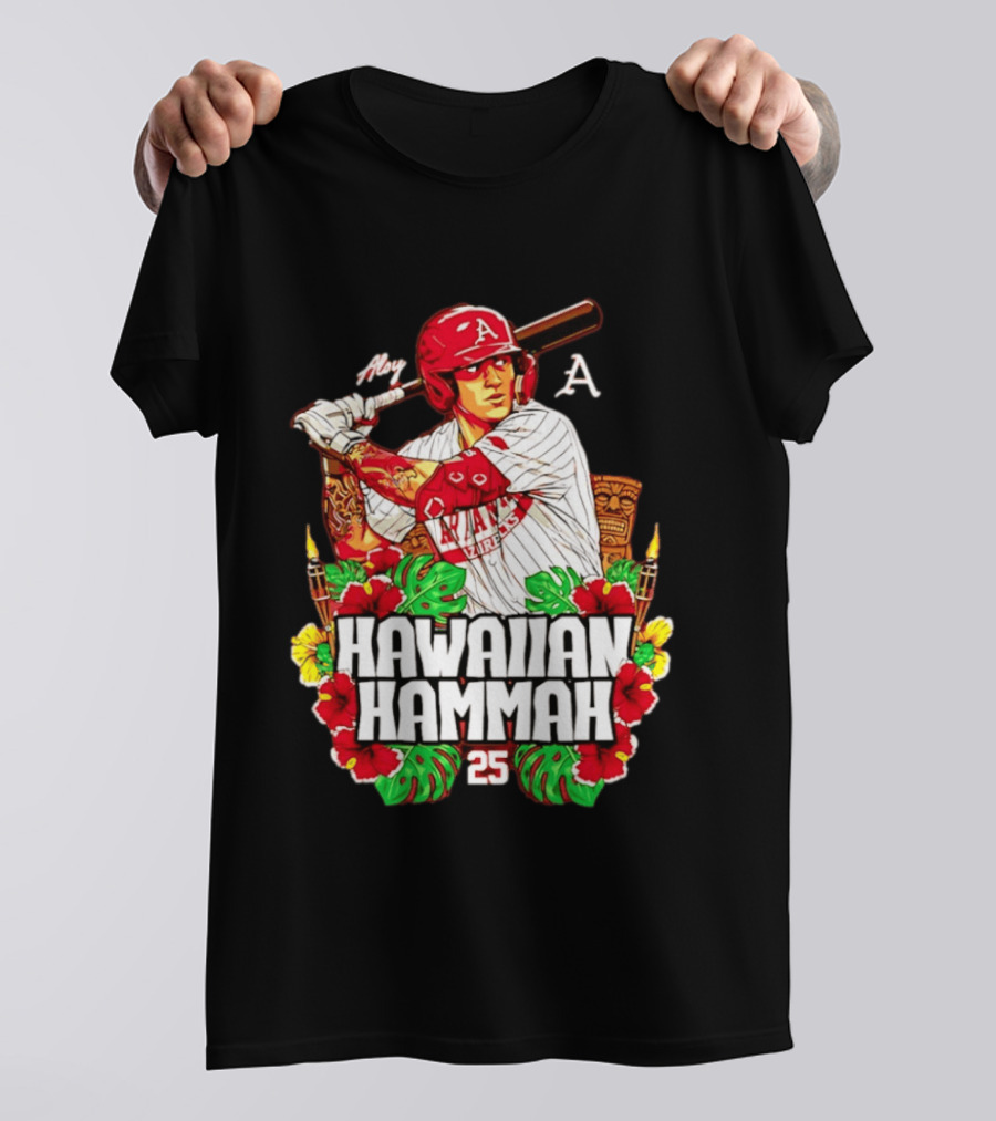 Aloy Hawaiian Hammah Arkansas Baseball 25 Caricature NCAA T-Shirt