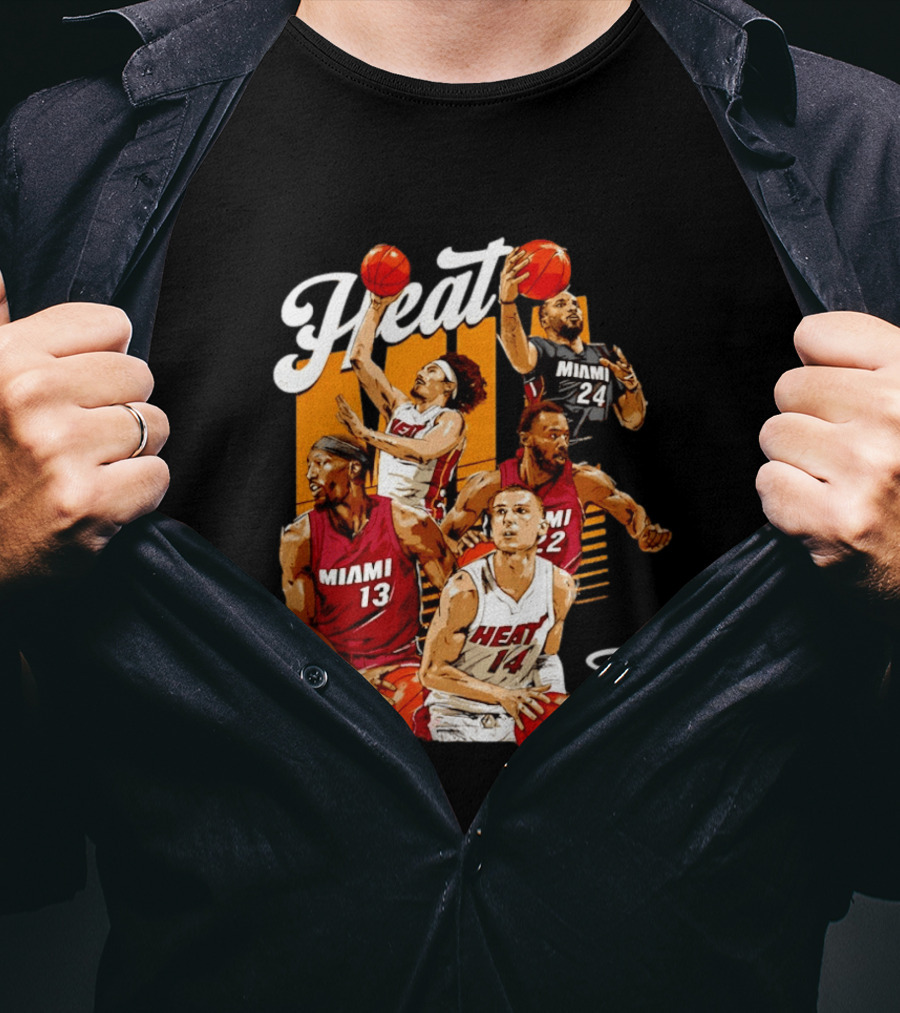 Miami Heat 2026 Starting 5 Basketball Players Miami 13 14 22 24 T-Shirt
