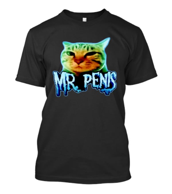 Mr Penis Cat Bold Neon Feline Face T-Shirt