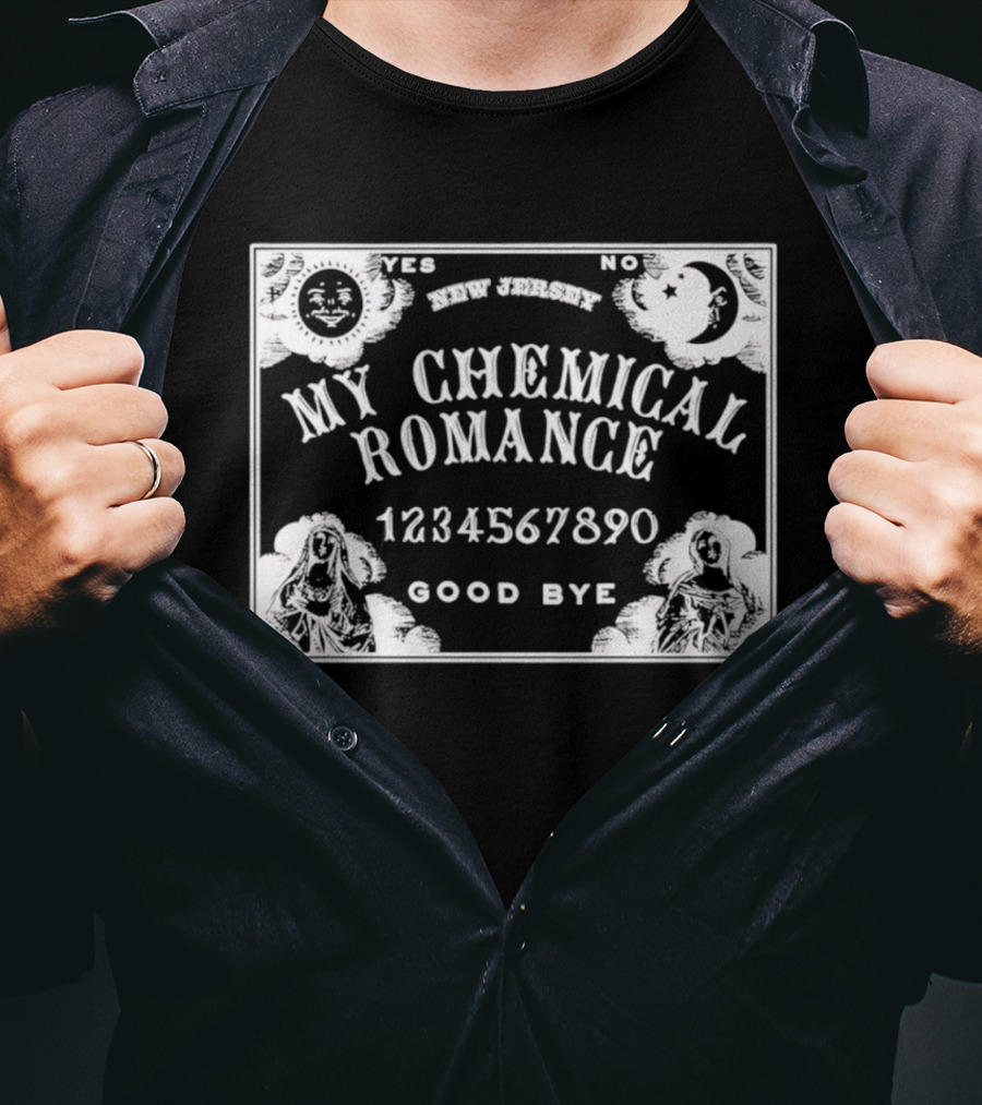 My Chemical Romance Goodbye Spirit Board Design Yes No Moon Sun Numbers T-Shirt