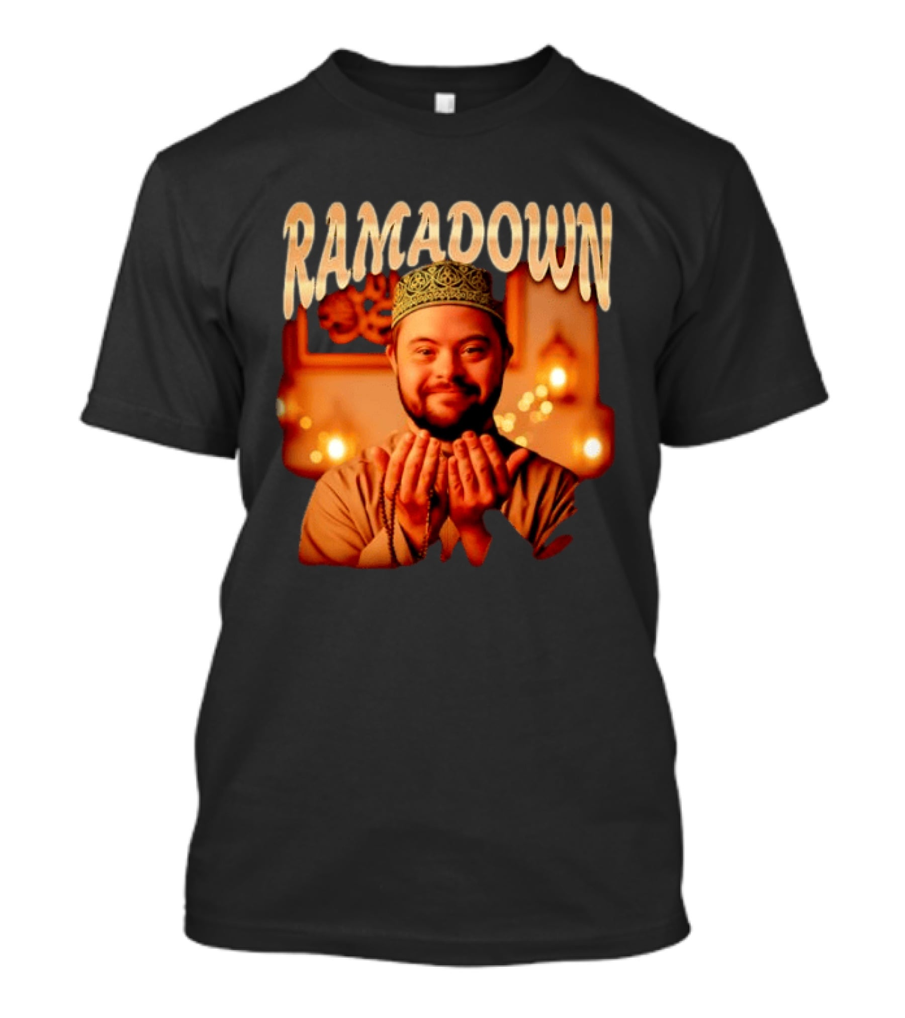 Ramadown Mens Kufi Malawi Hexa Series Smiling Man Praying Ramadan T-Shirt