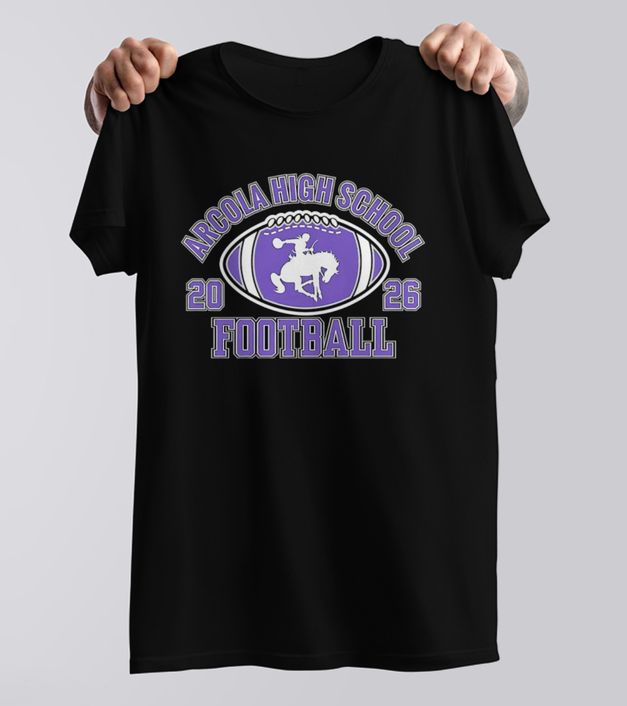 Arcola High School Football 2026 Purple Football T-Shirt