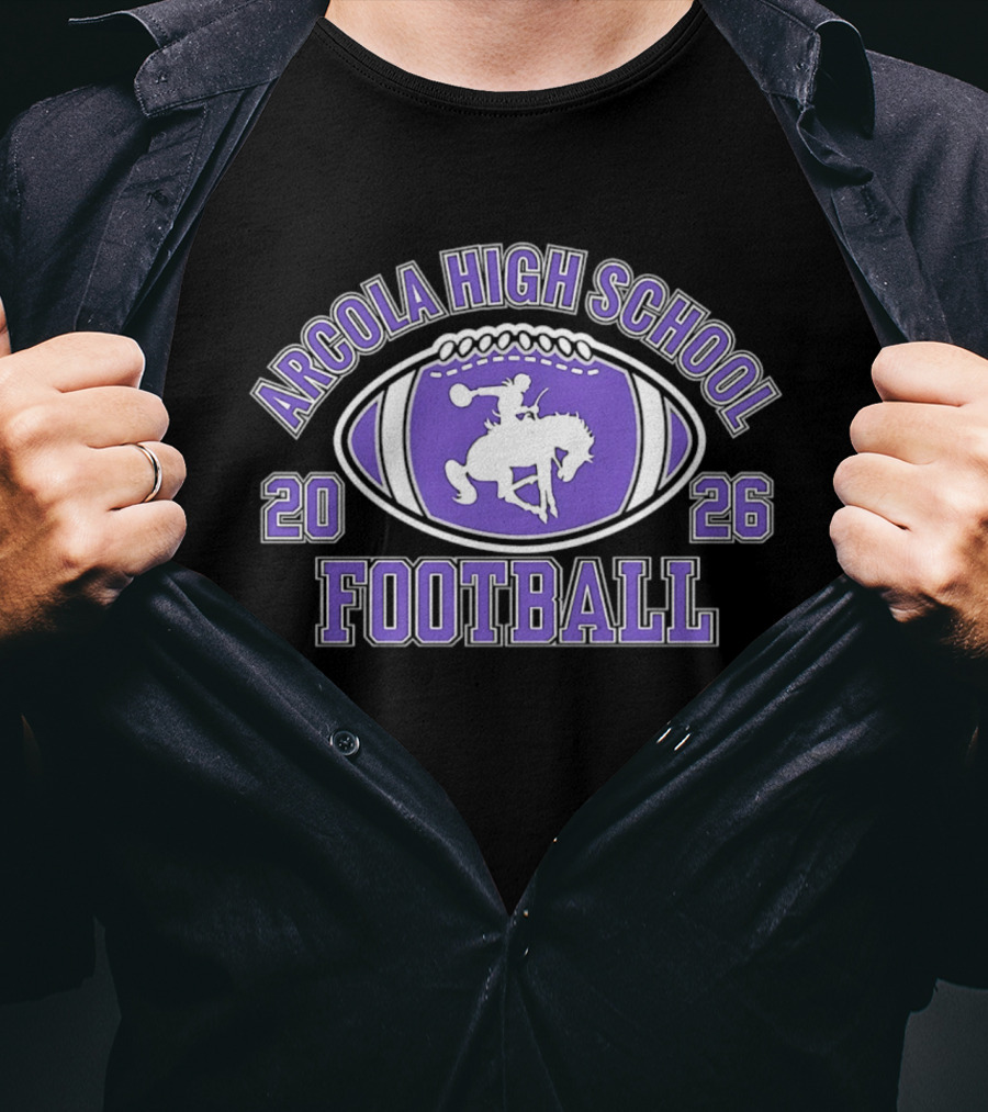 Arcola High School Football 2026 Purple Football T-Shirt