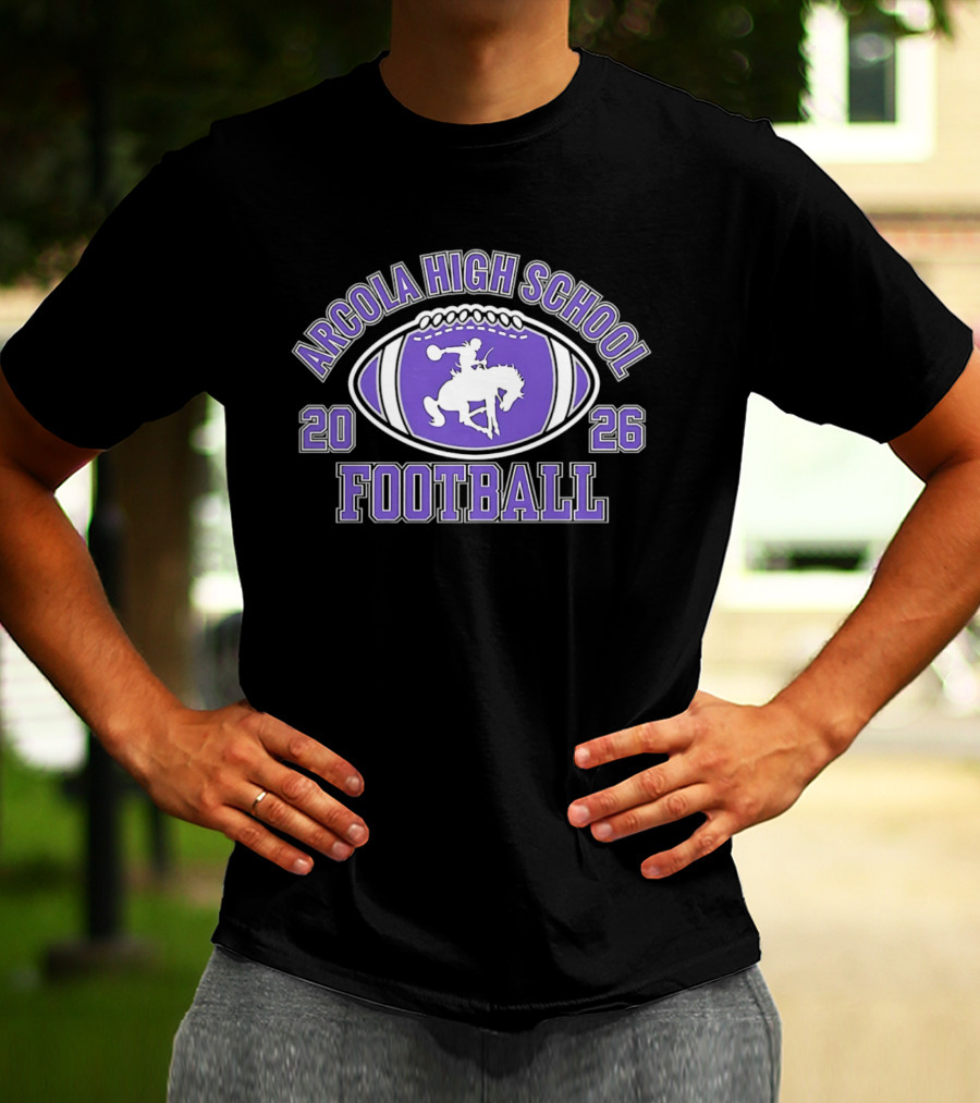 Arcola High School Football 2026 Purple Football T-Shirt
