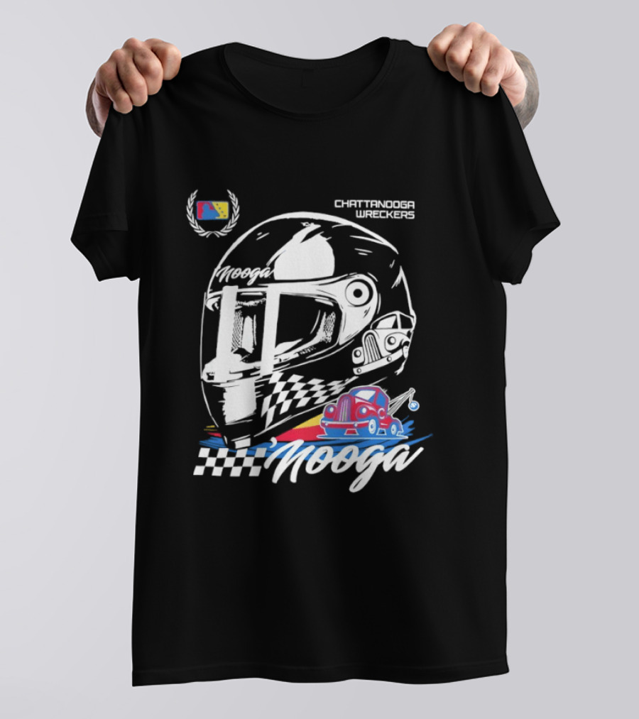 Chattanooga Lookouts L'Mooga Racing Helmet Classic Car Sketch T-Shirt