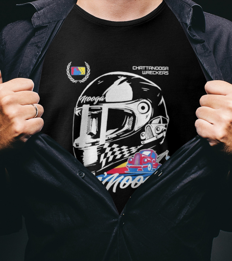 Chattanooga Lookouts L'Mooga Racing Helmet Classic Car Sketch T-Shirt