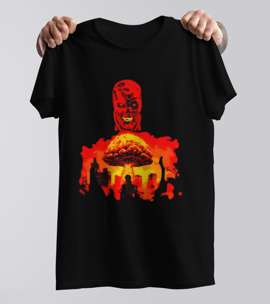 Determined Fate Skull Red Apocalypse Scene T-Shirt