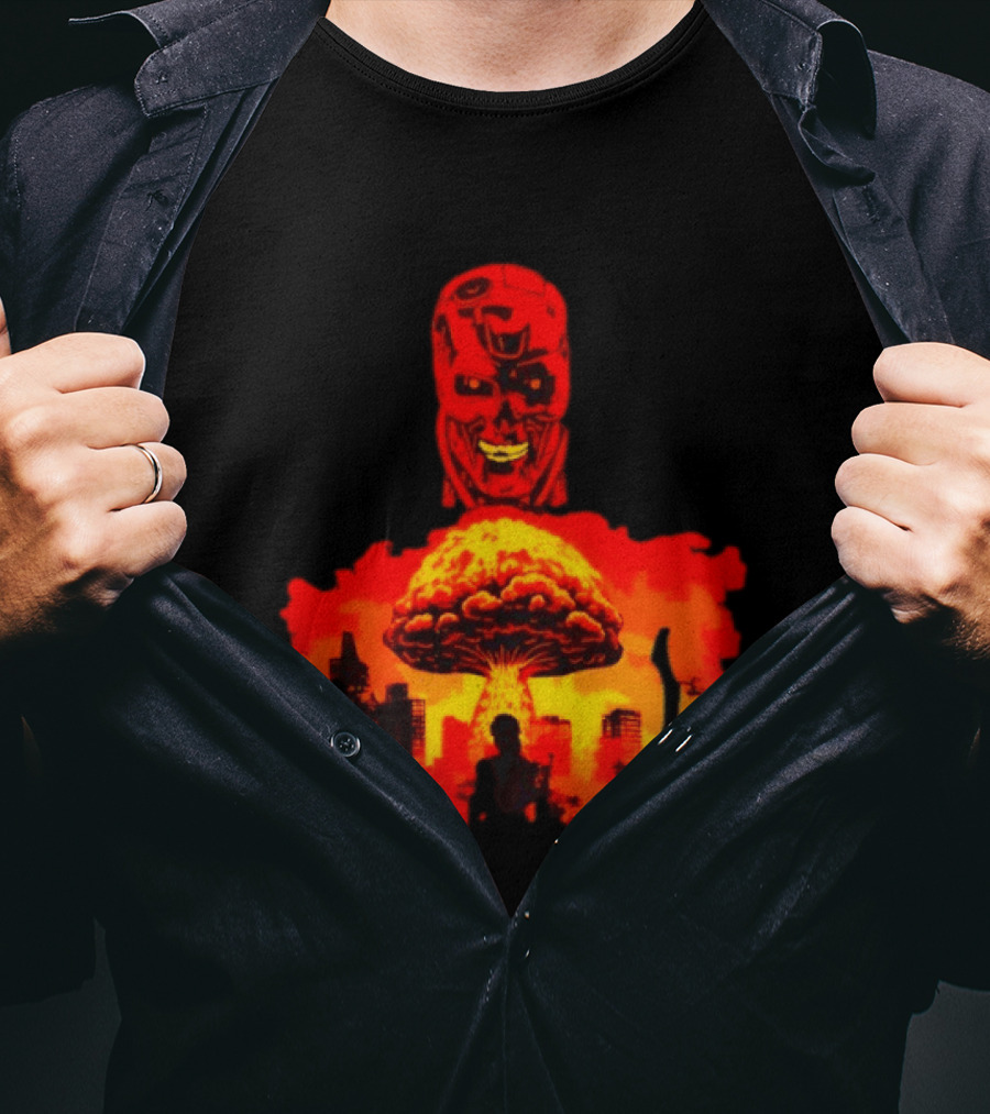 Determined Fate Skull Red Apocalypse Scene T-Shirt
