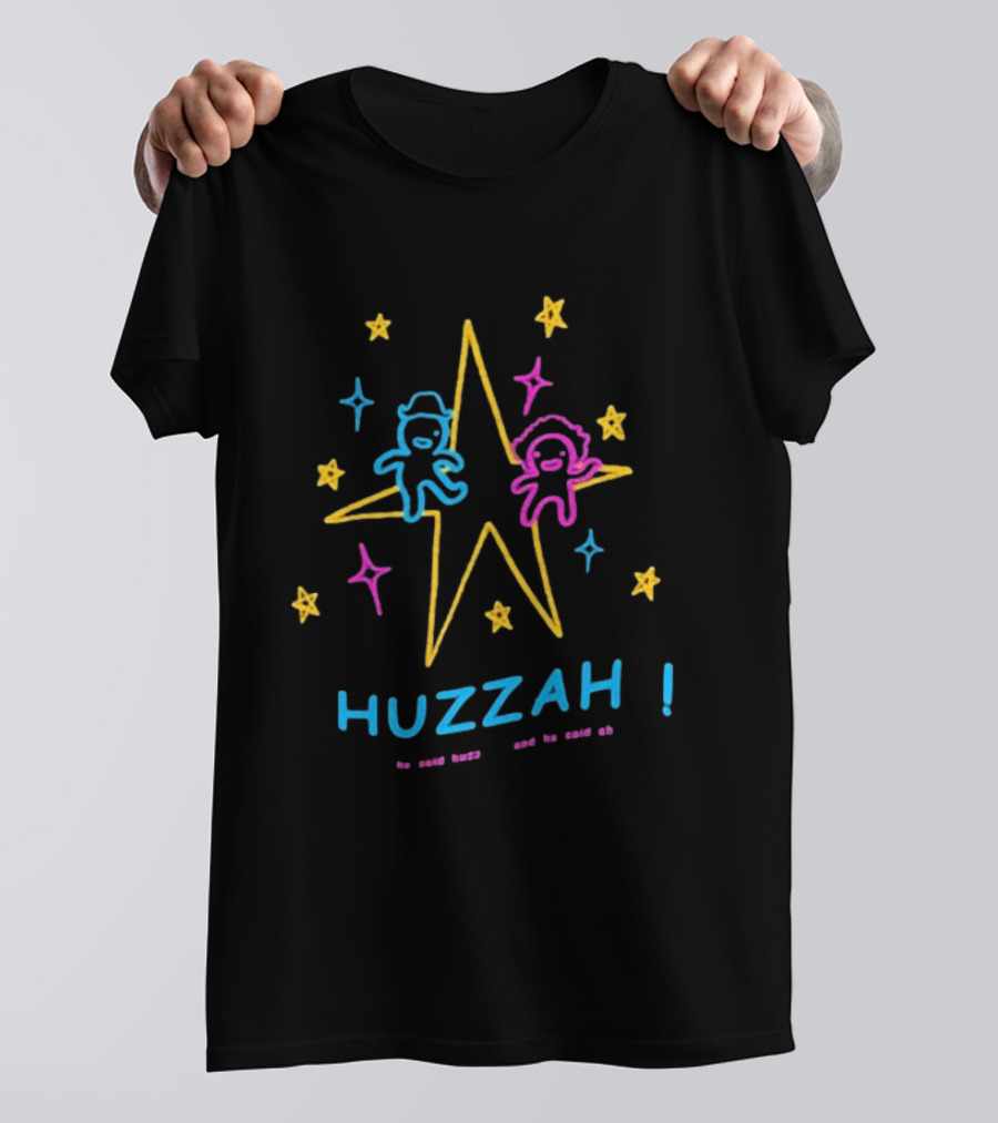 Huzzah He Said Huzz And He Said Ah Stars Colorful Cartoon Characters T-Shirt