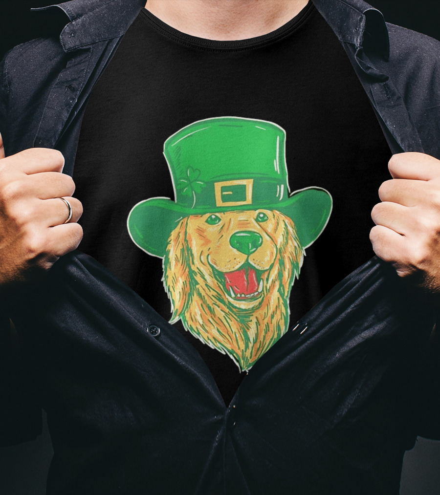 Leprechaun Golden Retriever St. Patrick's Day 2026 Celebration T-Shirt