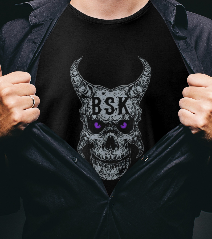 Mark Calaway The Undertaker BSK Skull Horns Purple Eyes T-Shirt