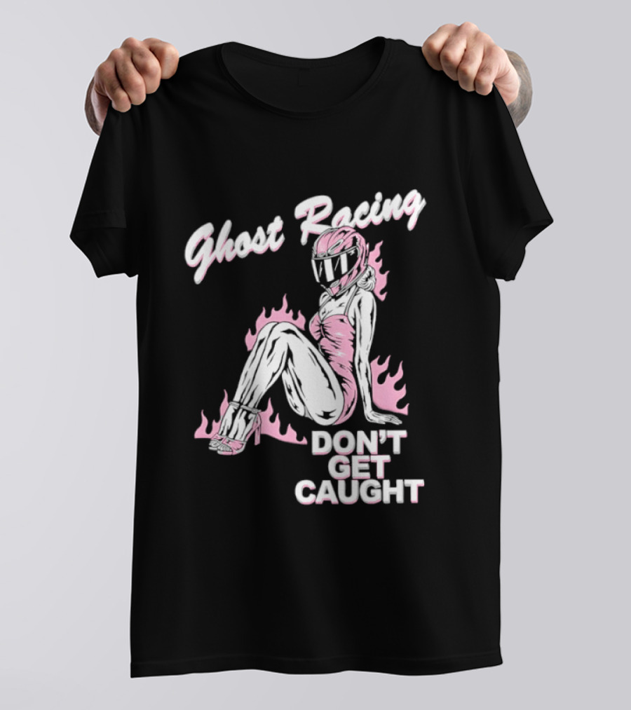 Ghost Racing Don't Get Caught Flaming Helmeted Figure T-Shirt