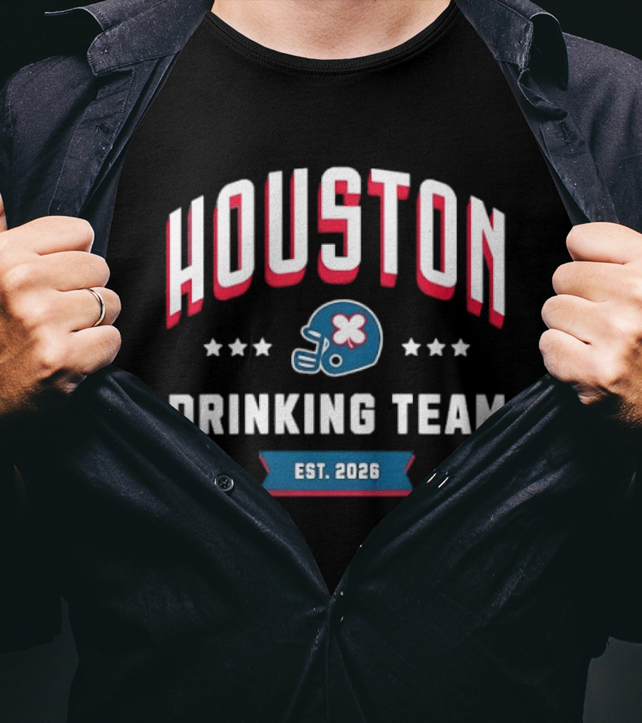 Houston Drinking Team 2026 Helmet Design Stars T-Shirt
