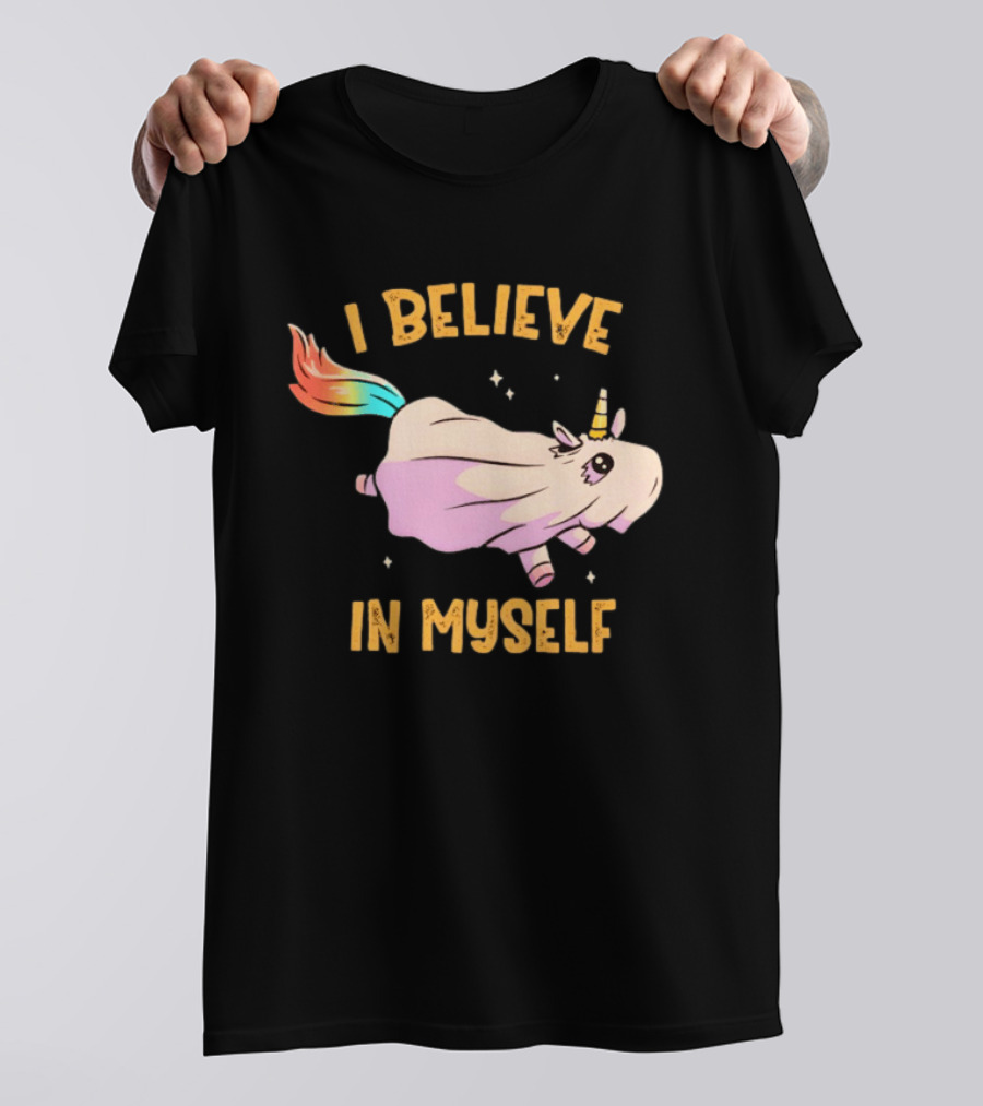Unicorn I Believe In Myself Floating Rainbow Mane Kawaii T-Shirt