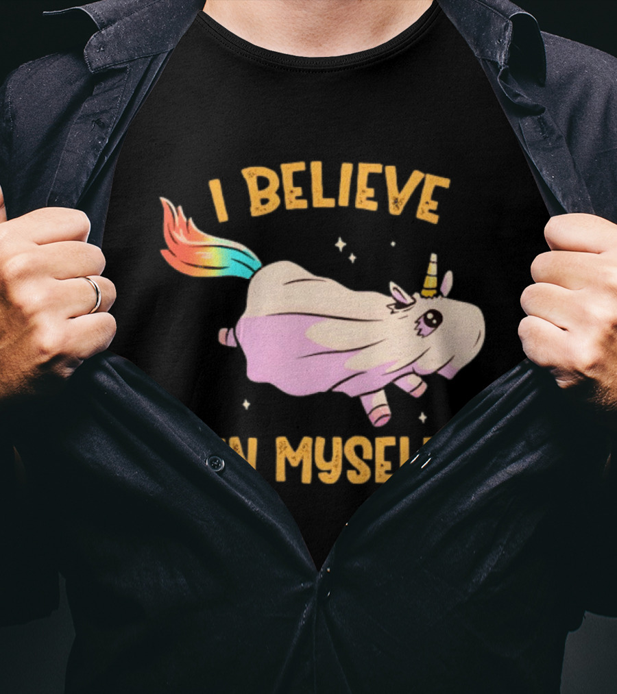 Unicorn I Believe In Myself Floating Rainbow Mane Kawaii T-Shirt