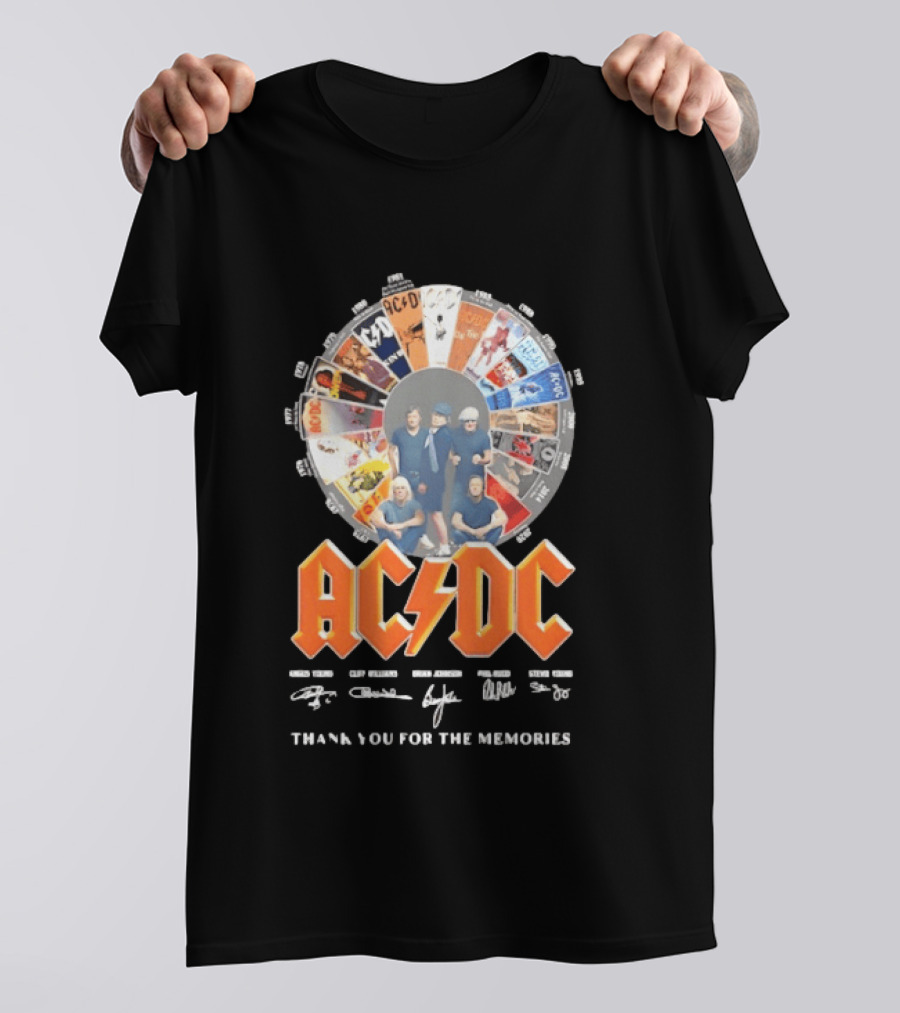 AC DC Band Name Album Collage Thank You For The Memories T-Shirt
