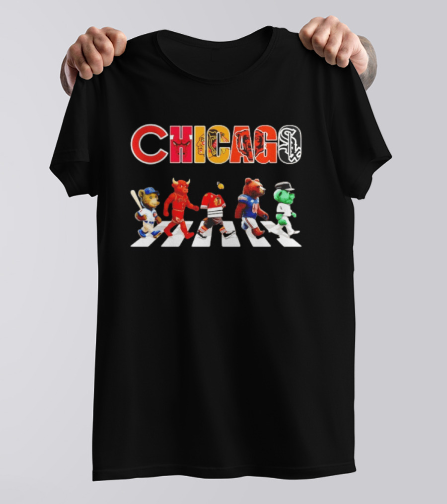 Chicago Bulls Blackhawks Bears White Sox Cubs Abbey Road Streetxty T-Shirt
