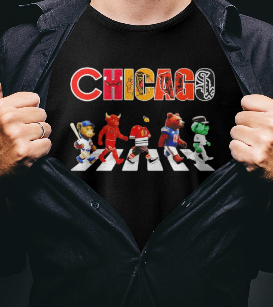 Chicago Bulls Blackhawks Bears White Sox Cubs Abbey Road Streetxty T-Shirt